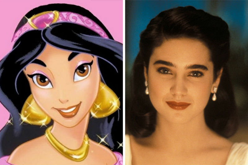 According to animator Mark Henn, he saw an incredibly beautiful young girl with long blueish-black hair in Disneyland and decided she’d make a perfect Jasmine. But there was also a second model – a young actress who goes by the name of Jennifer Connelly.